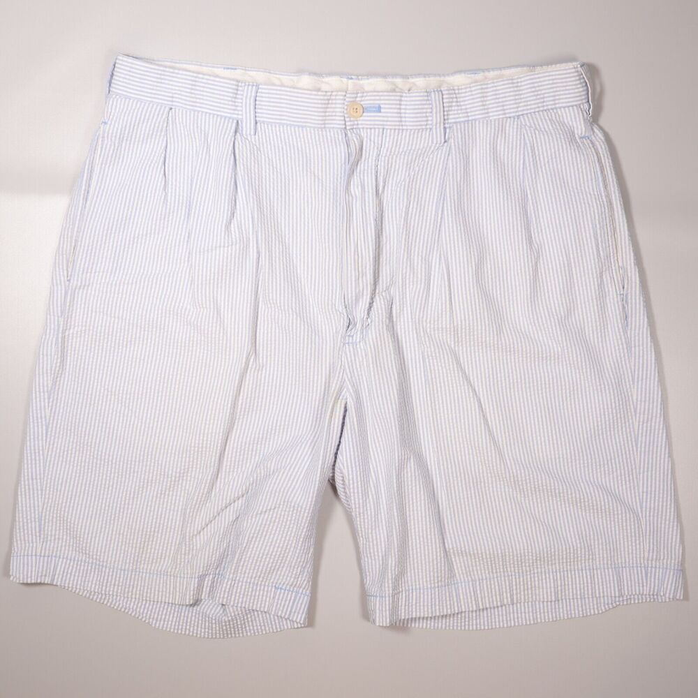 Polo Golf Mens 36 Ralph Lauren Fairway Shorts Blue Cotton Seersucker 9" Inseam